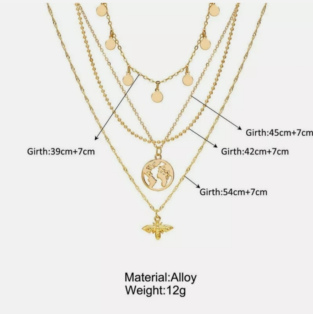 Women Multi-layer Long Chain Pendant Crystal Choker Necklace - Picture 2 of 2